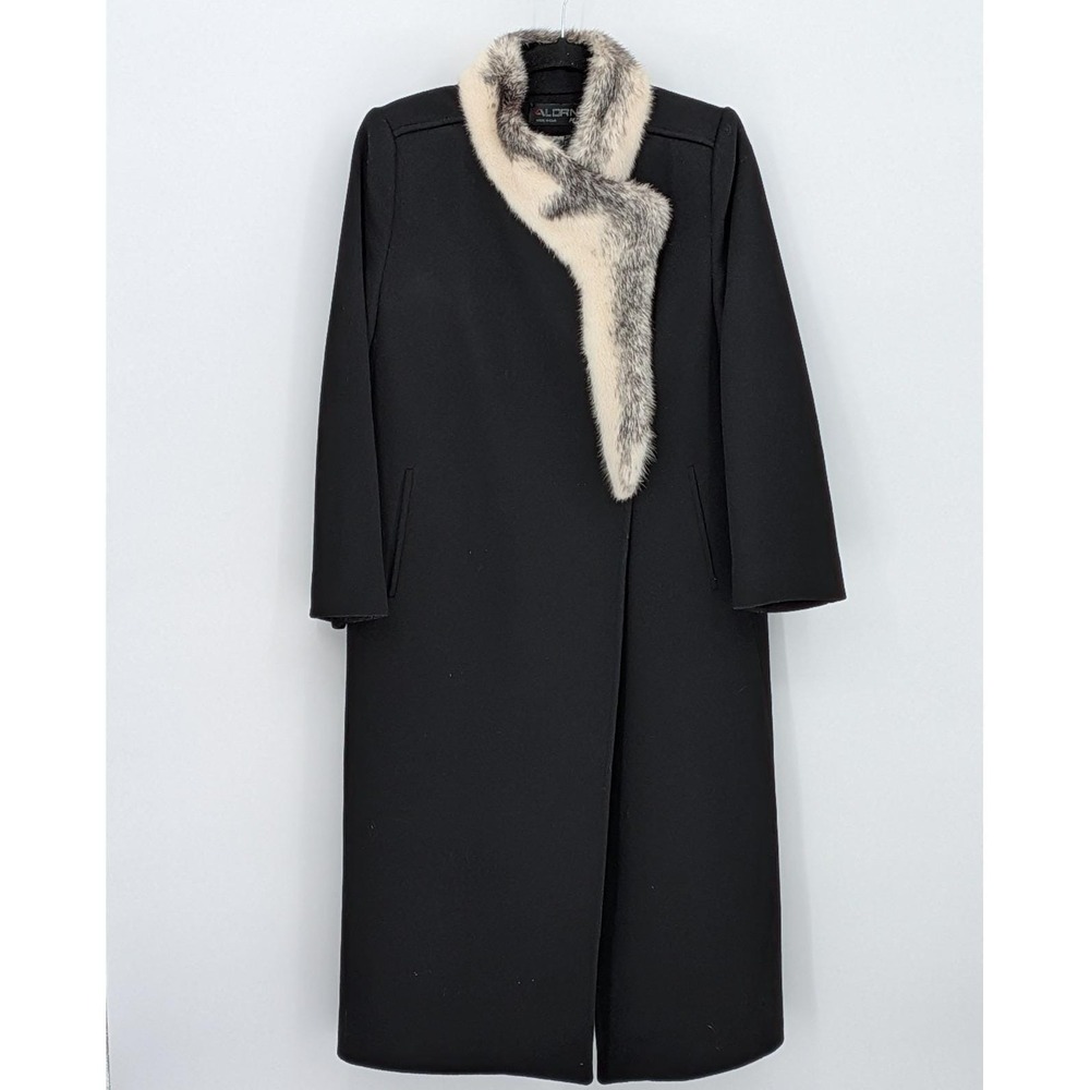 Vintage Alorna Petite Medium $395 100% Wool Real Fur Trim Forstmann‎ Long Coat